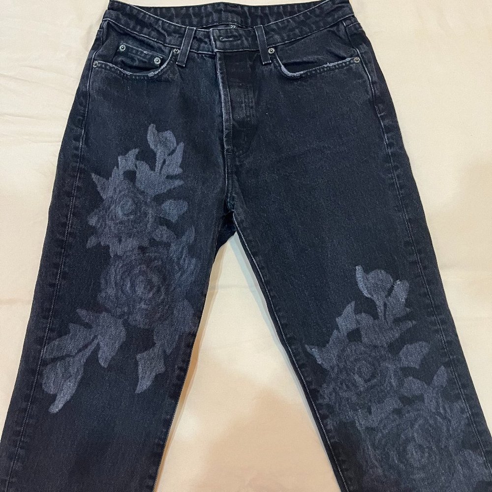 LF Carmar Black Crop Jeans with Flower Detail